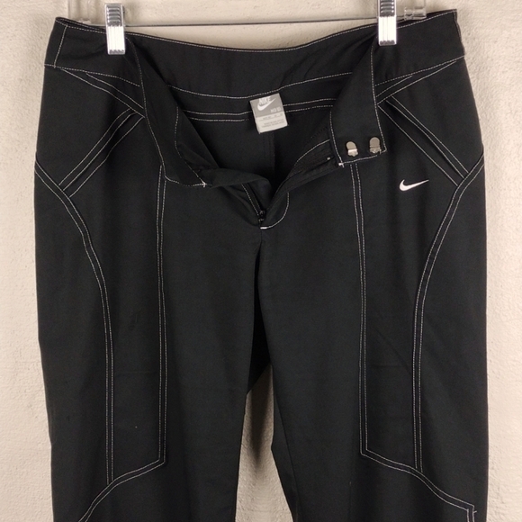 Nike Black Mid Rise Hook Zipper Closure Flare Leg Athletic Athleisure Pant - Picture 4 of 15